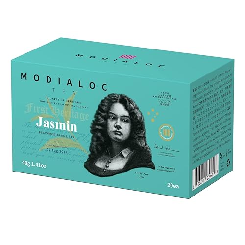 Té de jazmín, 20 bolsas de té envueltas individualmente, saborizadas con flor de jazmín
