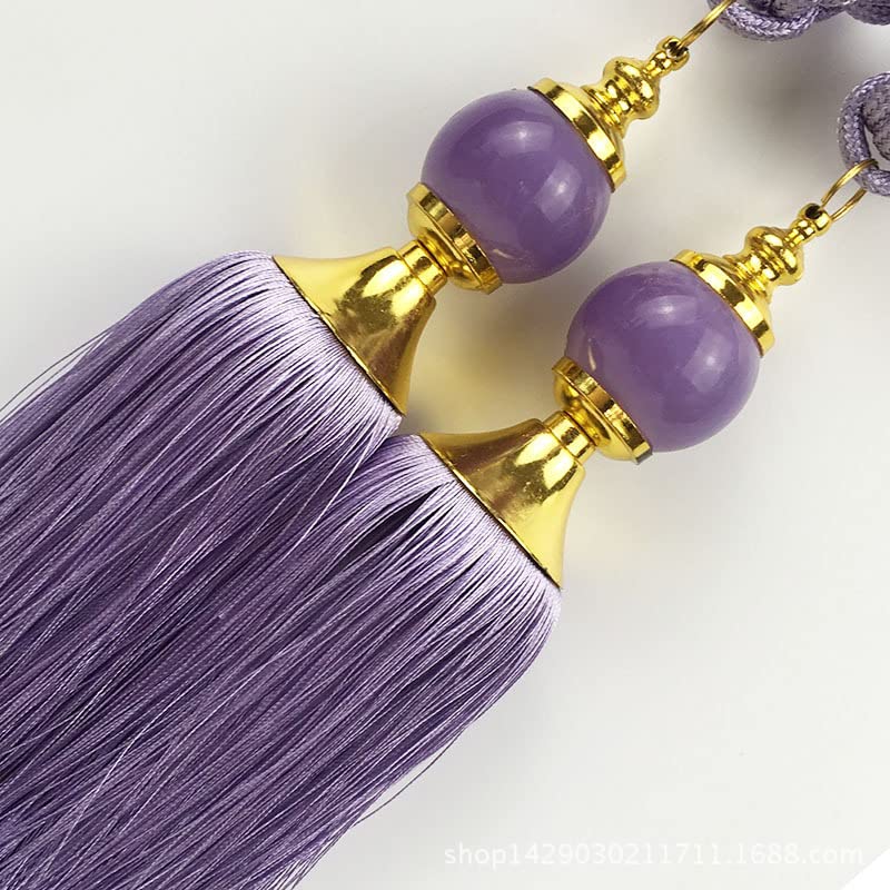 Curtain Tieback, Curtain Tie Backs, Tassels with Color Ball Design, Braided Tassel Rope for Door and Window Curtains, 24 Inches Long, Set of 2, Purple-image-26