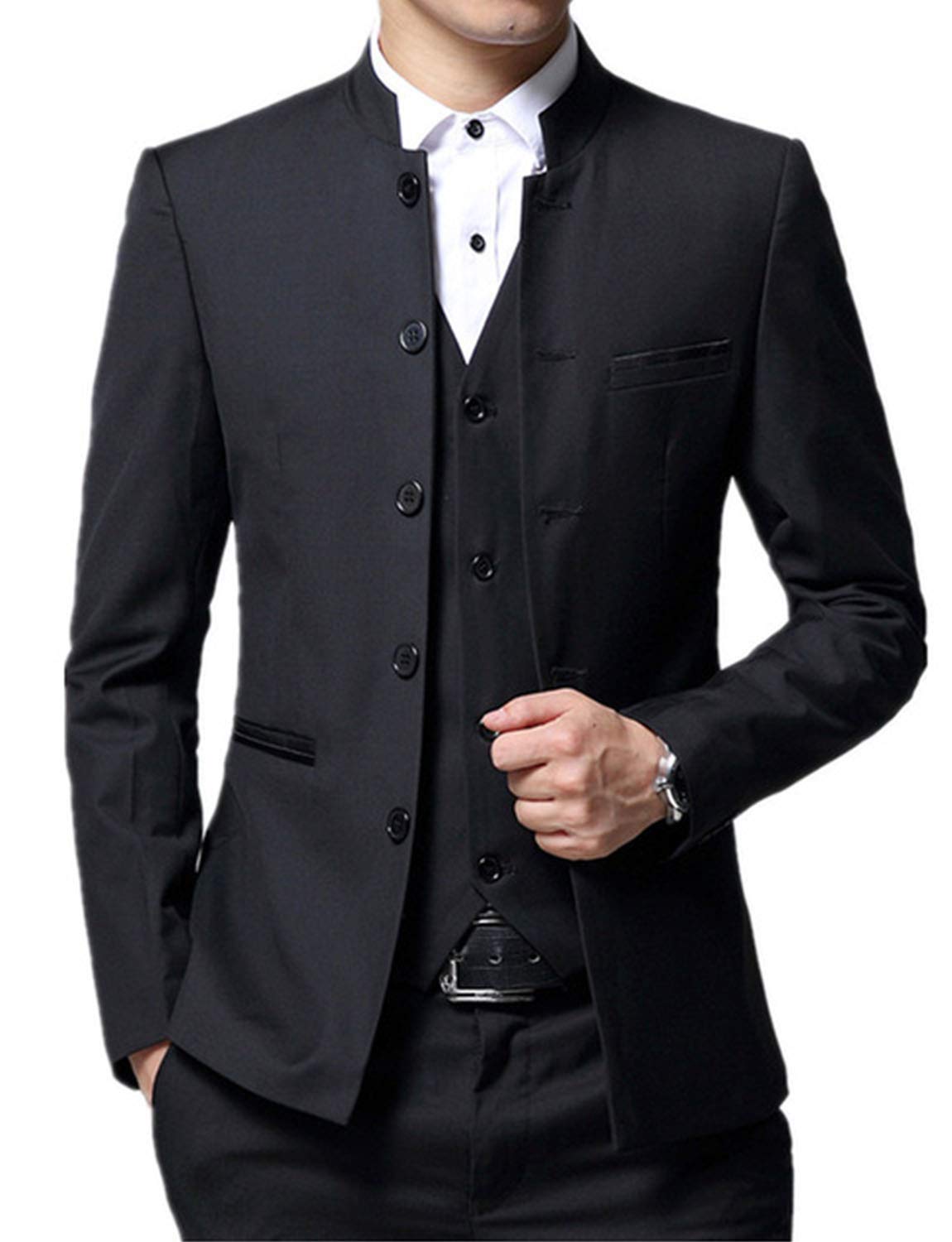QZI Uomo Completo Colletto Monopetto Slim Fit Completo di 3 Pezzi