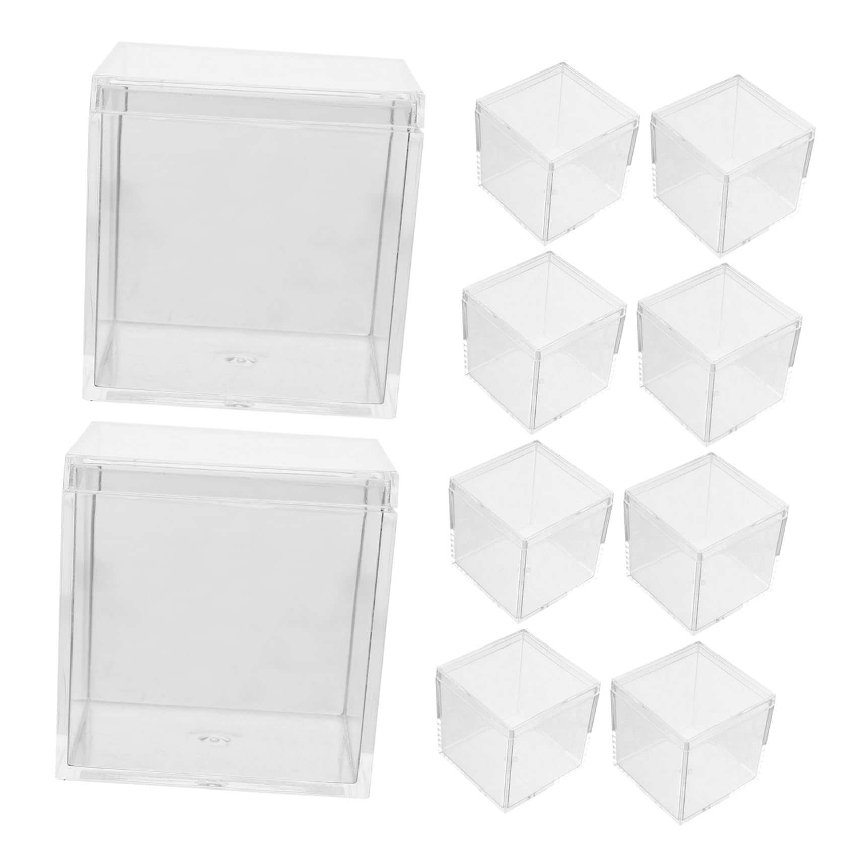 KICHOUSE 10pcs Acrylic Square Container Food Grade Plastic Specimen Box Mini Display Case