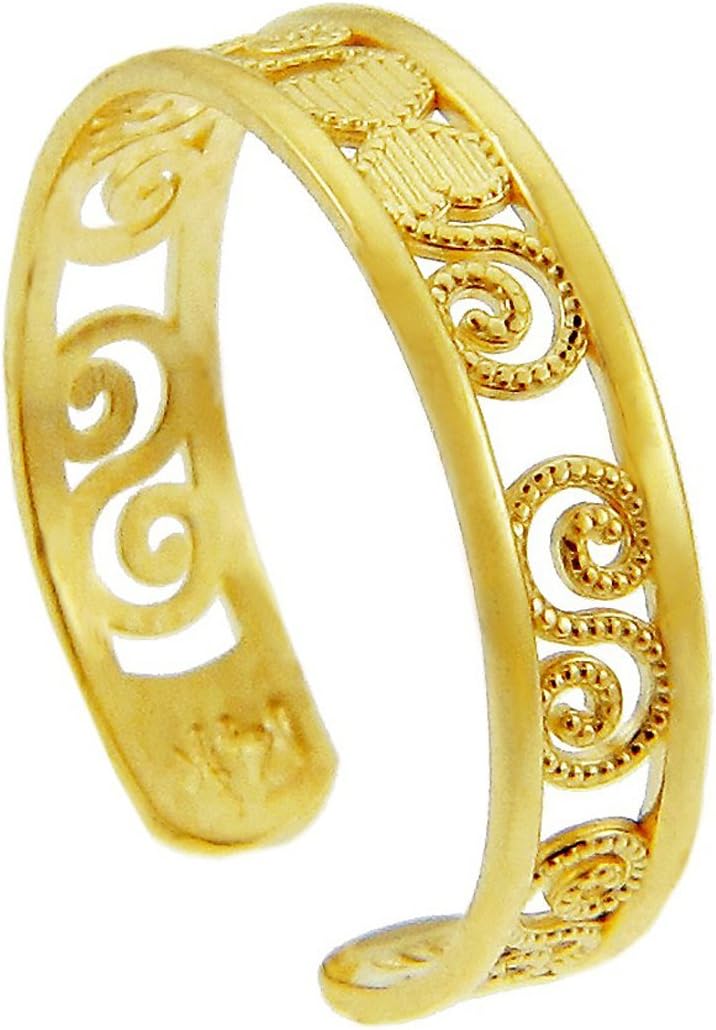 Claddagh Gold 10K and 14K Yellow Gold Women's Bohemian Chic Filigree Toe Ring