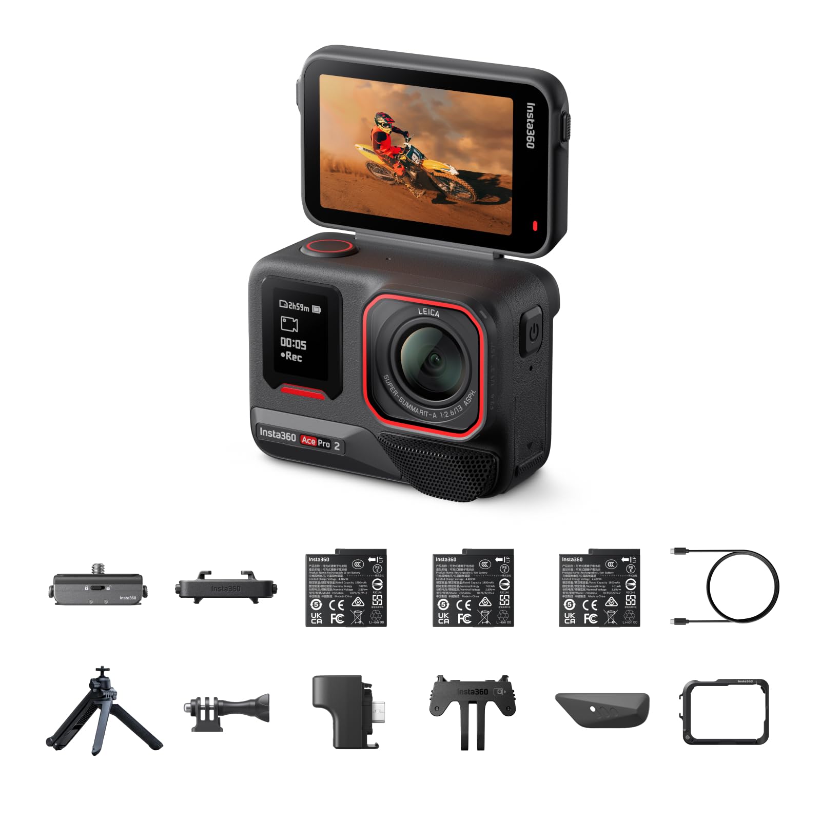 Insta360 Ace Pro 2 Ultimatives Videography-Bundle – wasserdichte 8K Action-Cam, mit Leica entwickelt, Xplorer Pro-Grip-Kit Straßenfotografie, Film-, Makro-, UWW-Objektiv, Black Mist & Star Filter