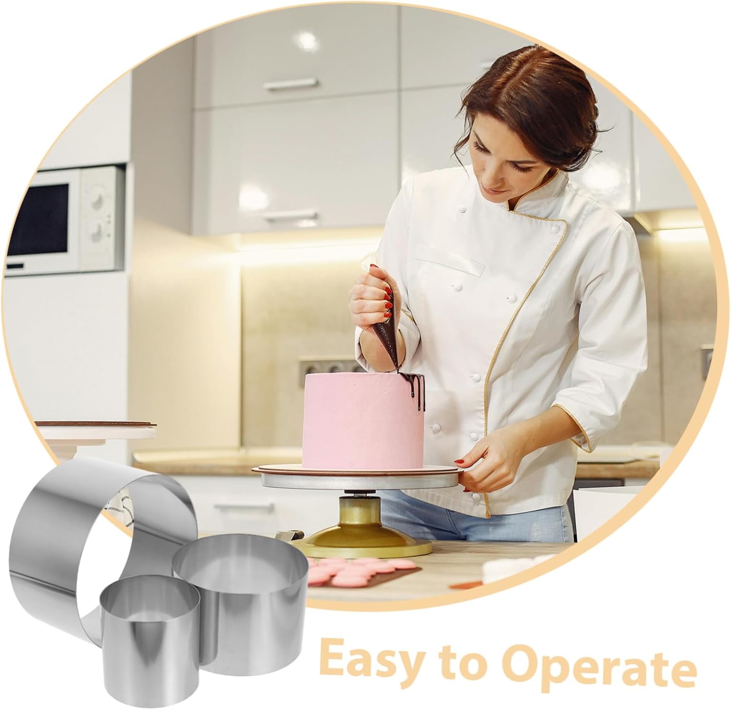 Elegant Round Cake Ring Mousse Mold Stainless Steel Construction for Easy Baking Pastry Making