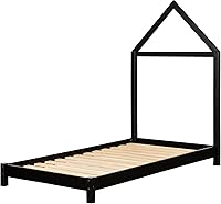 Vista 13 de South Shore Sweedi - Cama con cabecera de marco de casa, tamaño individual, color blanco puro