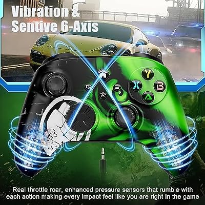 Xexvyrin Wireless for X-Box Controller, Compatible with X-box One X|S, Series PC, Special Edition Custom Controller 6-Axis Motion Control/3.5mm Audio Jack/Dual Vibration/Macro Function/Turbo(Green)