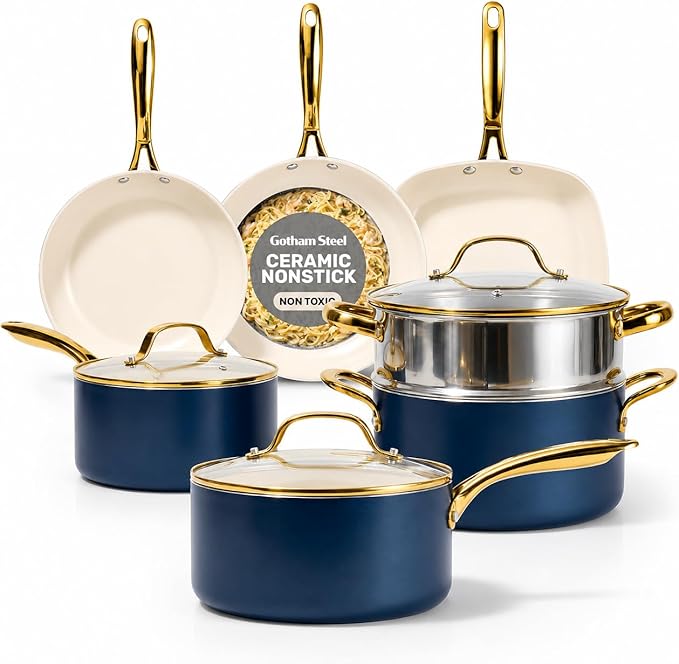 Gotham Steel 12 Pc Ceramic Cookware Set Nonstick, Ceramic Pots