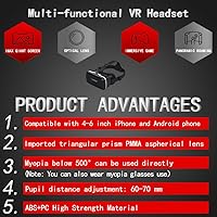 Vista 3 de Auriculares de realidad virtual HD con controlador/gamepad, auriculares VR para iPhone/Android, gafas 3D VR para TV, películas y videojuegos, gafas
