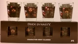 Duck Dynasty Shot Glasses - Novelty Shot Glasses Set, Shot Glasses Set, Perfect for Whiskey, Tequila, Vodka, Party Glassware, Set of 4