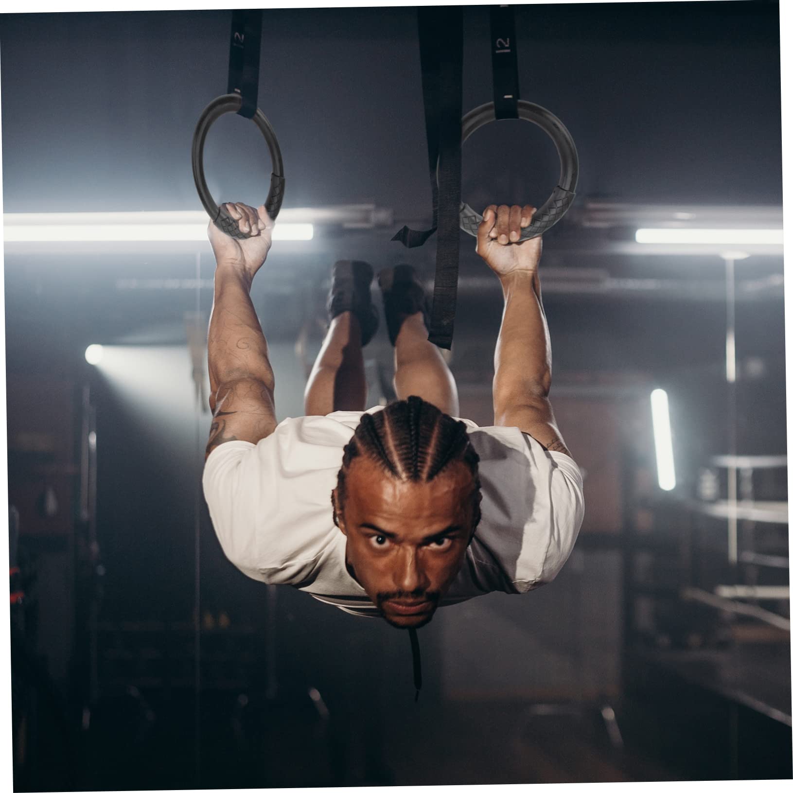 GAROZATION Workout Rings for Men Gym Rings Straps Set for Indoor Gym Gymnastics Equipment for Home Fitness