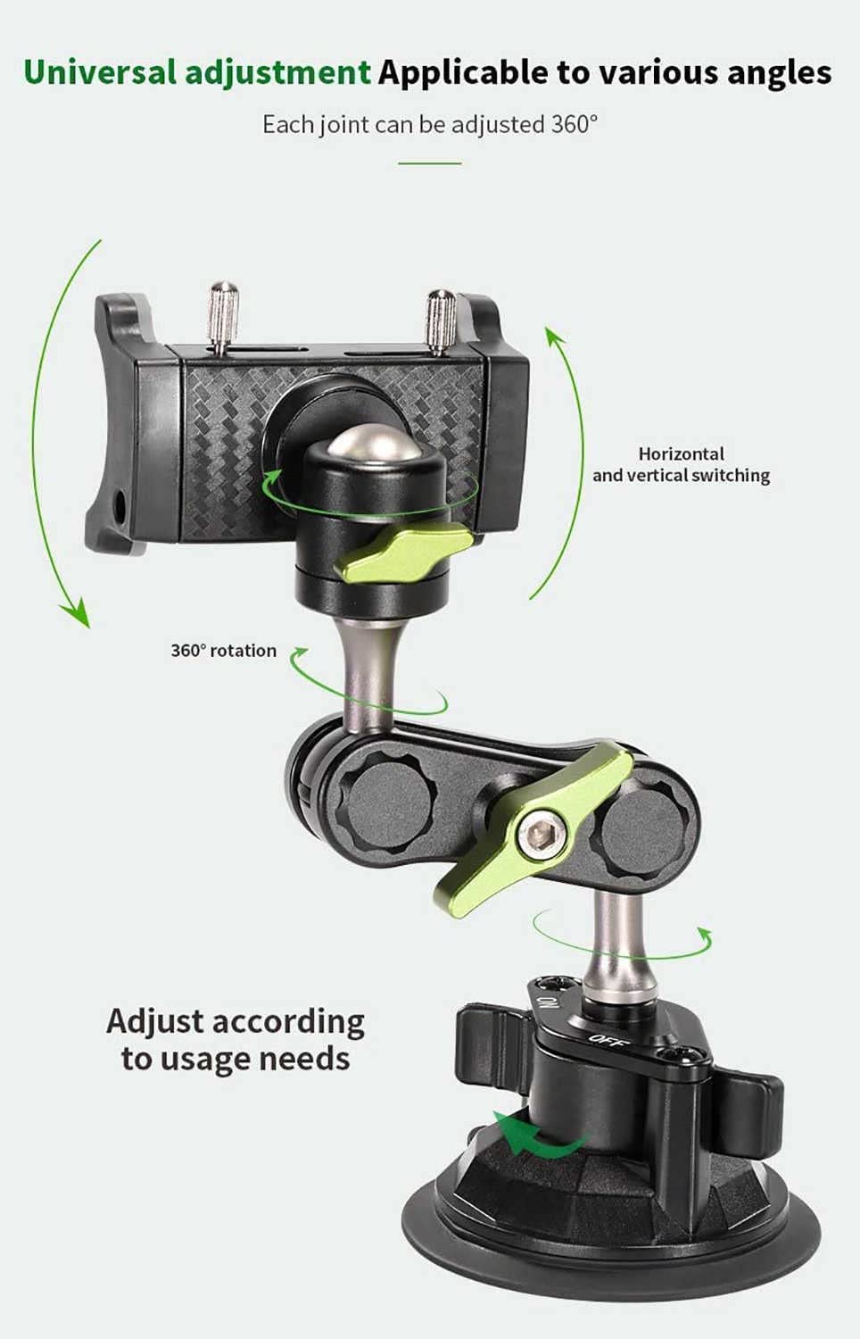 2023 Nuovo Supporto per Telefono per Auto con Rotazione a 360°, Braccio Universale con Testa a Sfera per Telefono, Supporto per Telefono a Ventosa con Braccio Magico per cruscotto dell'auto,