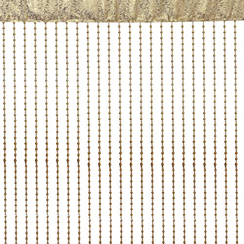 Image of Amazon Brand - Solimo PVC Solid Standard Bead Curtain - (Gold, 1 Piece), Light-Filtering, Rod Pocket Curtains