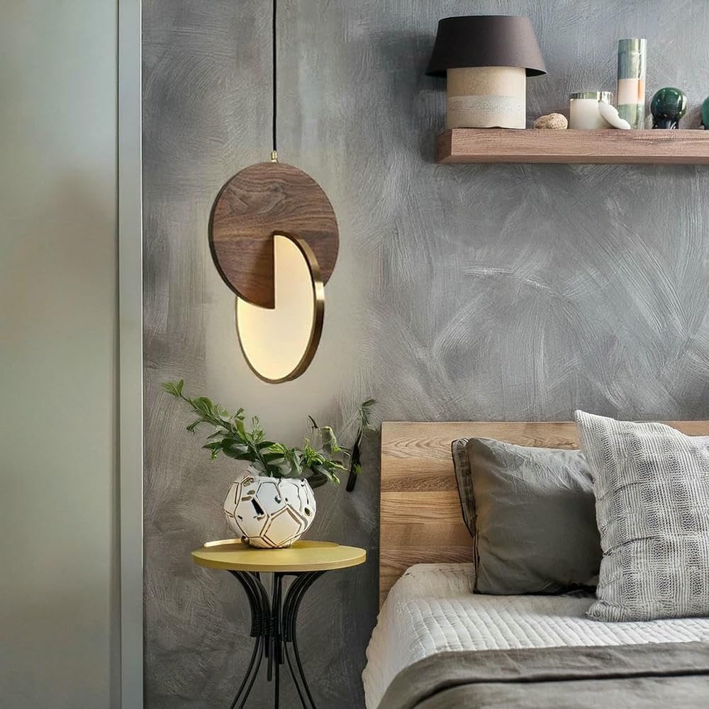 Pendant Lights Wood & Acrylic Pendant Light Modern Home Decor Indoor Outdoor Adjustable Durable Lighting Energy Saving Easy(7.8" (20cm))