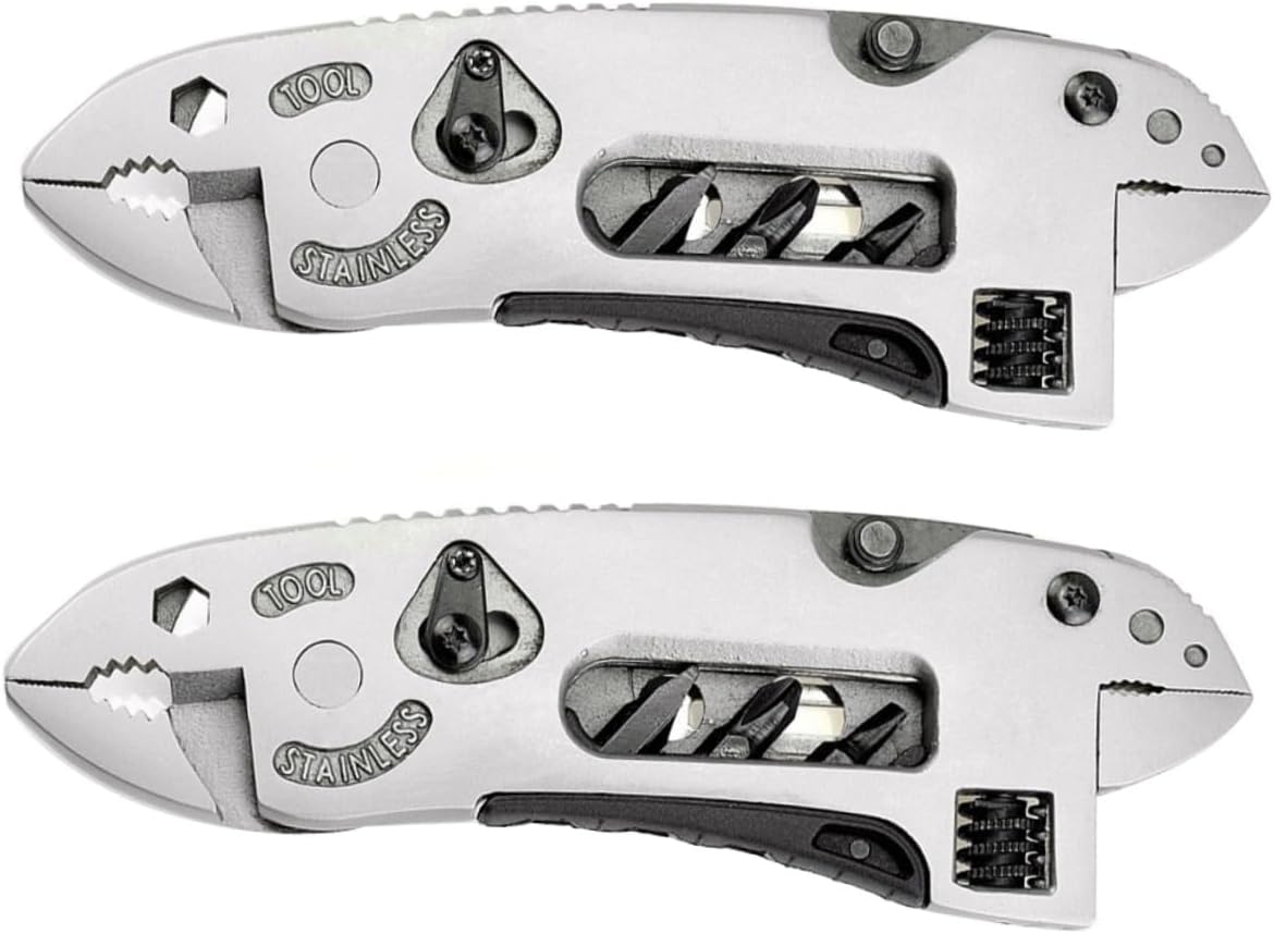 2Pcs Stainless Steel Multi Tool Pliers Portable Wrenches with Wire Cutter and Screwdriver Functions for Outdoor Camping and Repair Tasks