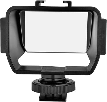 Andoer Universal Camera Selfie Vlog Flip Up Mirror Screen with 3 Cold Shoe Mounts for Installing Microphone Mini LED Light Compatible with Sony A6000 A6300 A6500 A72 Series/A73 Series Nikon Z6/Z7