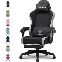 GTPLAYER Gaming Chair Fabric with Pocket Spring Cushion, Big and Tall Gamings Chairs 350LBS High Back Computer Chair with Footrest for Adults Lumbar Support Swivel Game Chair for Office Black