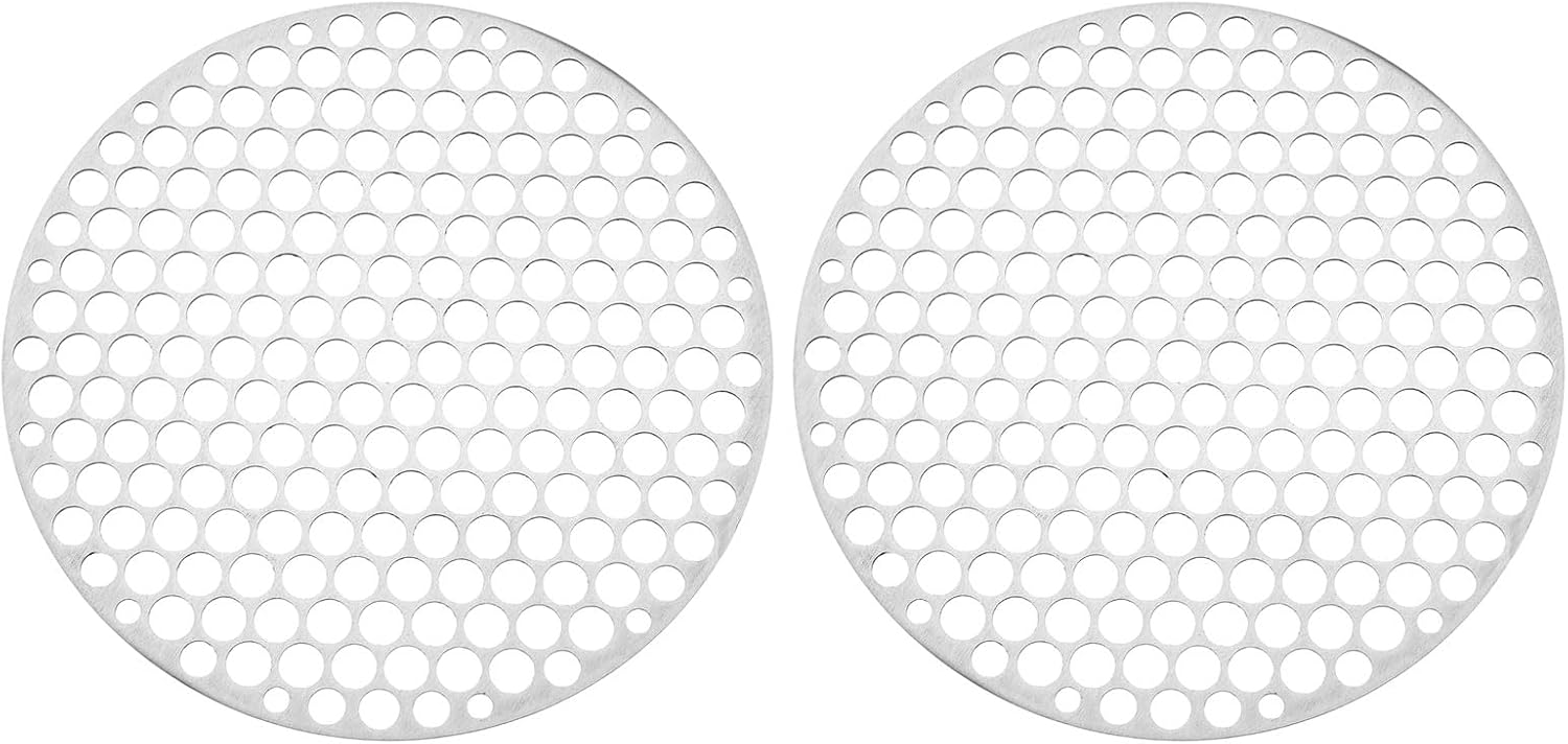 PATIKIL Round Barbecue Grill Mesh Grates, 2 Pcs 7" Circular Stainless Steel BBQ Mesh Rack Circular Hole Round Barbecue Grilling Net for Outdoor Camping Home Party Family Gatherings