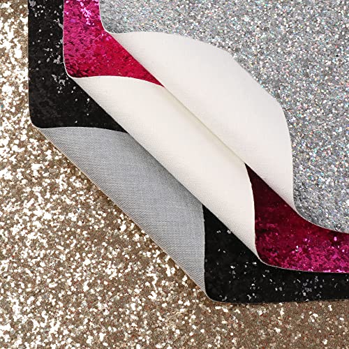 David Accessories Glitter Sequins Fabric Faux Leather Sheets Synthetic Leather Fabric 11 Pcs 7.7"X12.9" (20 Cm X 33 Cm) Assorted Colors Thick Canvas Back Craft For Diy Earrings Making (11 Color) #TOP2