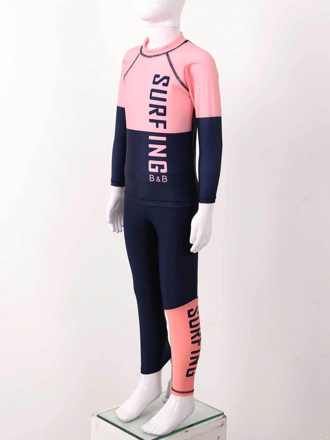 Kids Boys Girls UPF 50+ UV Protective Long Sleeve Rash Guard Set Athletic 2 Piece Bathing Suit