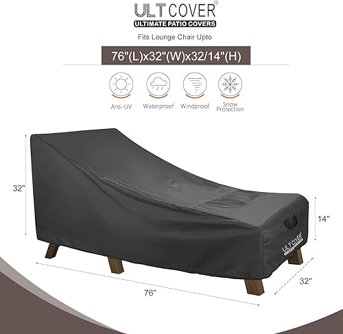 Miniatura 27 de ULTCOVER Funda impermeable para silla de patio, resistente al aire libre, paquete de 2 unidades, 64 pulgadas de largo x 28 pulgadas de ancho x 30