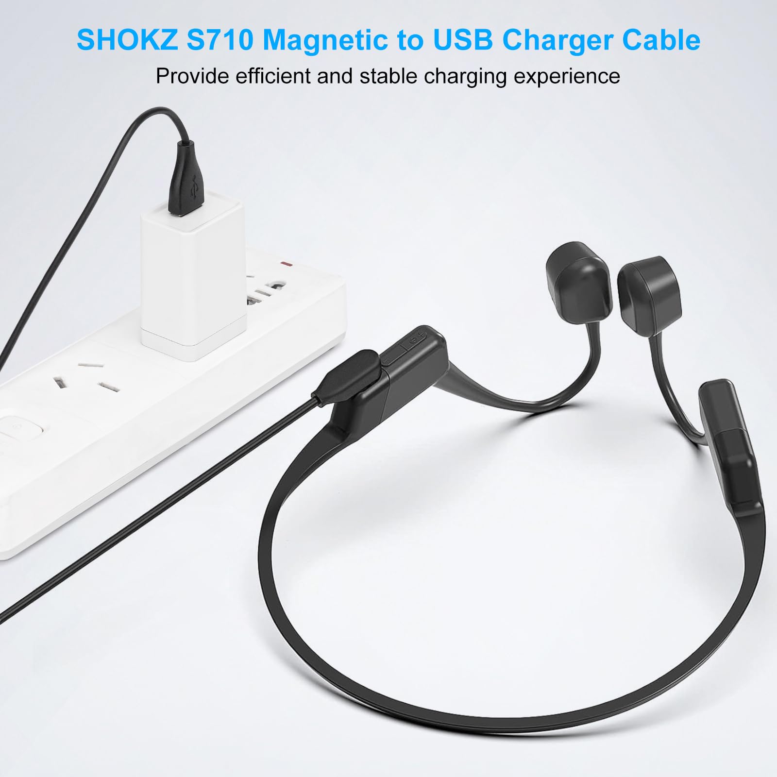 Kabel do ładowania do SHOKZ OpenSwim Pro S710 (2 sztuki), magnetyczny przewód ładowarki USB-A do słuchawek OpenSwim Pro z przewodnictwem kostnym, zamiennik ładowania, 1 m