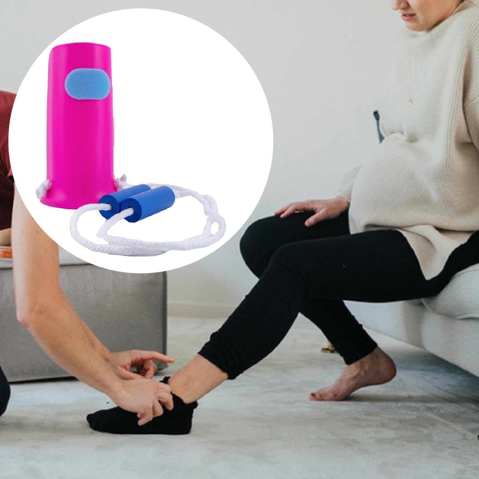 Enfile-chaussette Dispositif D'Assistance Aide à L'Habillage Outil D'Enfilage Appareil pour Chaussettes avec Cordon Réglable Adapté pour Les Femmes E