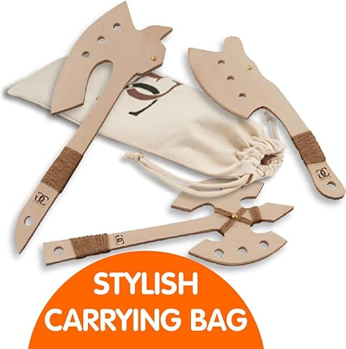 Miniatura 6 de CG - Juego de hachas de madera para niños - Juego de 3 hachas hechas a mano - Juguetes de juego al aire libre para niños de 8 años en adelante -