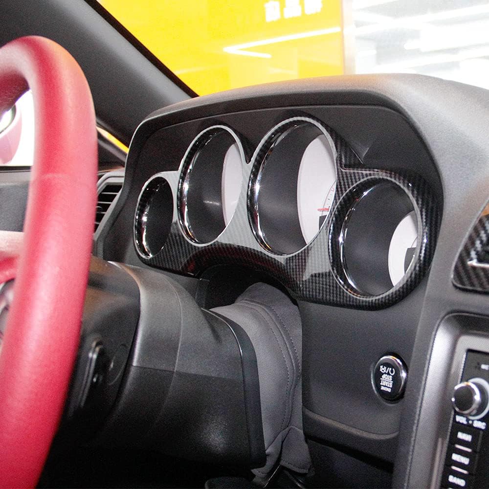 Korlot Carbon Fiber Dashboard Meter Cover Trim for 2008-2014 Dodge Challenger