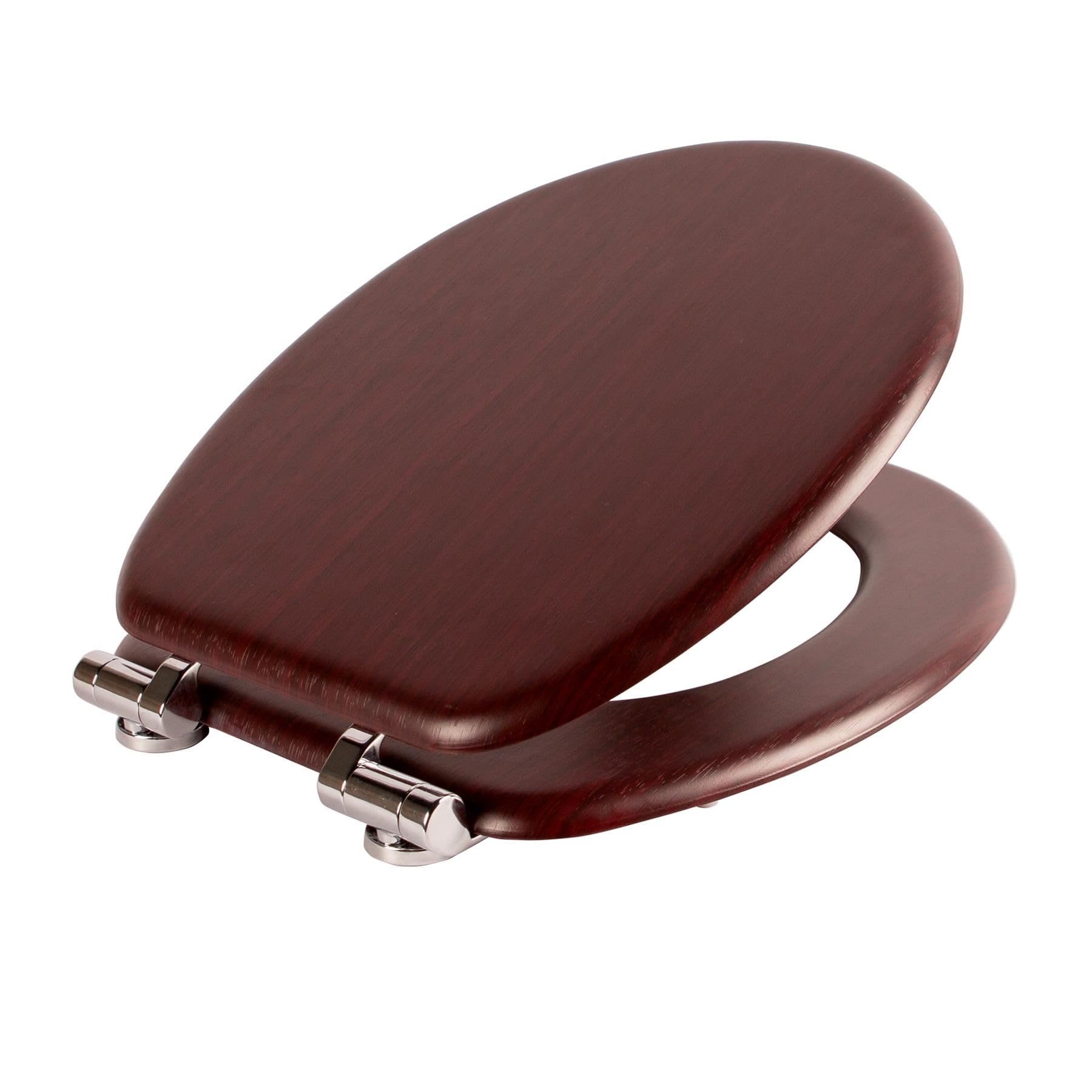 Harbour Housewares Soft Close Wooden Toilet Seat - Mahogany