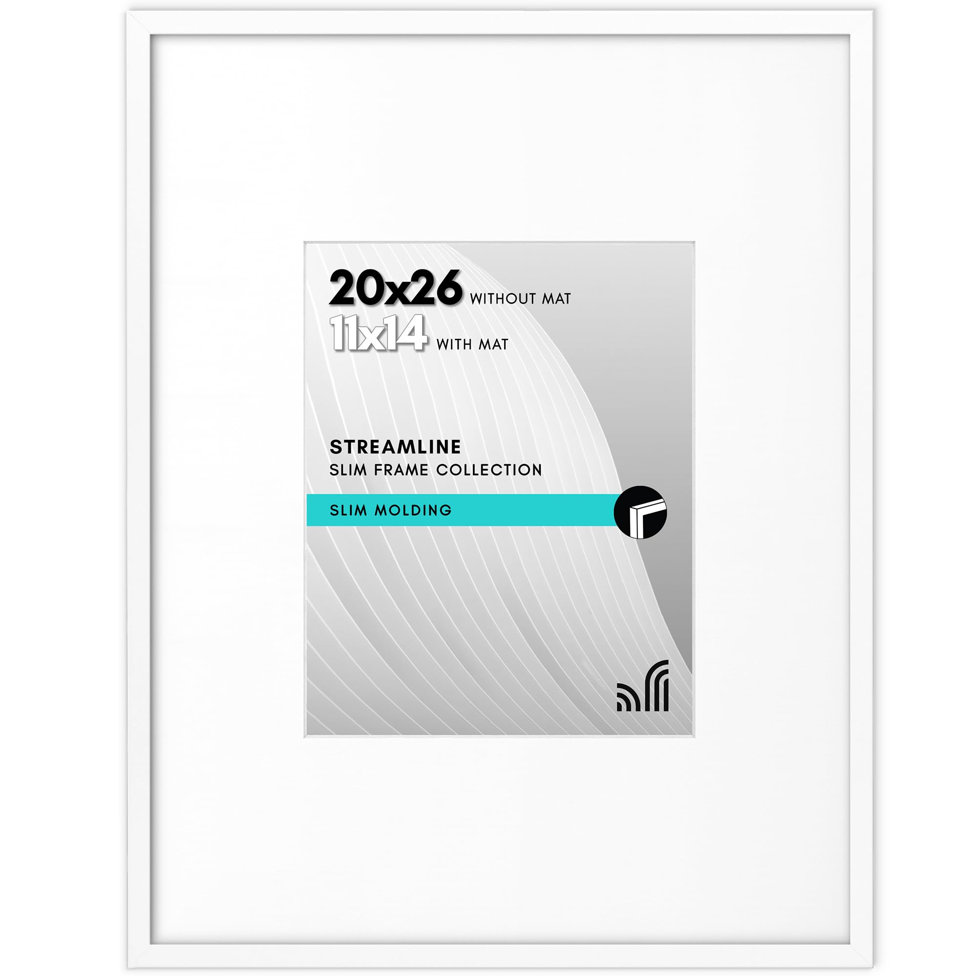 Americanflat 20x26 Picture Frame with Polished Plexiglass - Use as 11x14 Frame with Mat or 20x26 Frame Without Mat - Streamline Collection - Thin Picture Frame for Wall Display - White