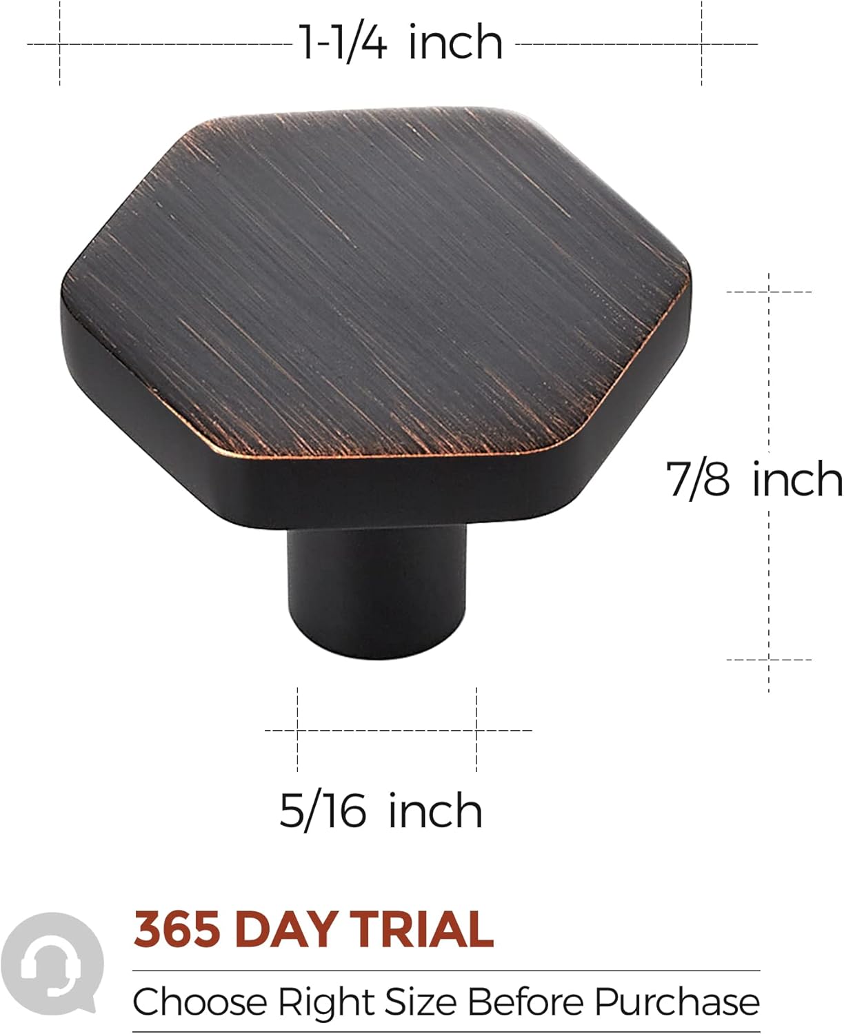 Home Expert Oil Rubbed Bronze Cabinet Knobs 20 Pack Solid Kitchen Cabinet Knobs Hexagon 1.1'' Bronze Knobs for Kitchen Cabinets and Drawers Dresser Knobs