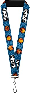 Buckle-Down Samurai Jack Lanyard | Samurai Jack Title Logo and Icons with Swirl Blues 1in Wide Stretchy ID Badges Keys