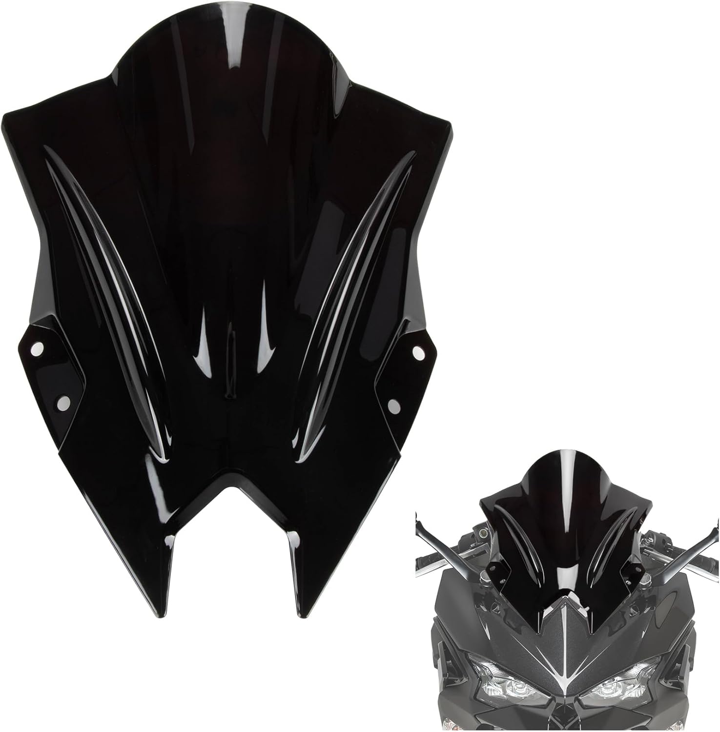 Windshield for NINJA500 SE 2024 2025 2026, PSLER Windscreen Double Bubble Wind Deflector Protector Fairing for NINJA500 SE Ninja 500 2024 2025 2026 (Black)