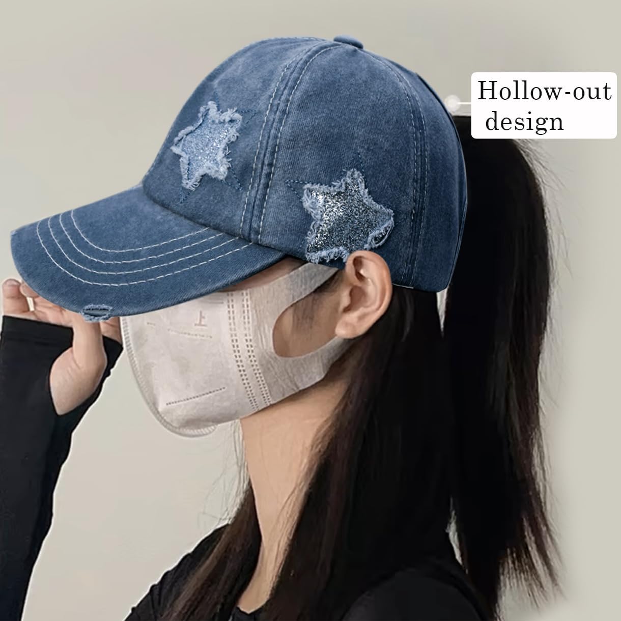 Ponytail Baseball Cap for Women High Messy Bun Caps Washed Cotton Hats