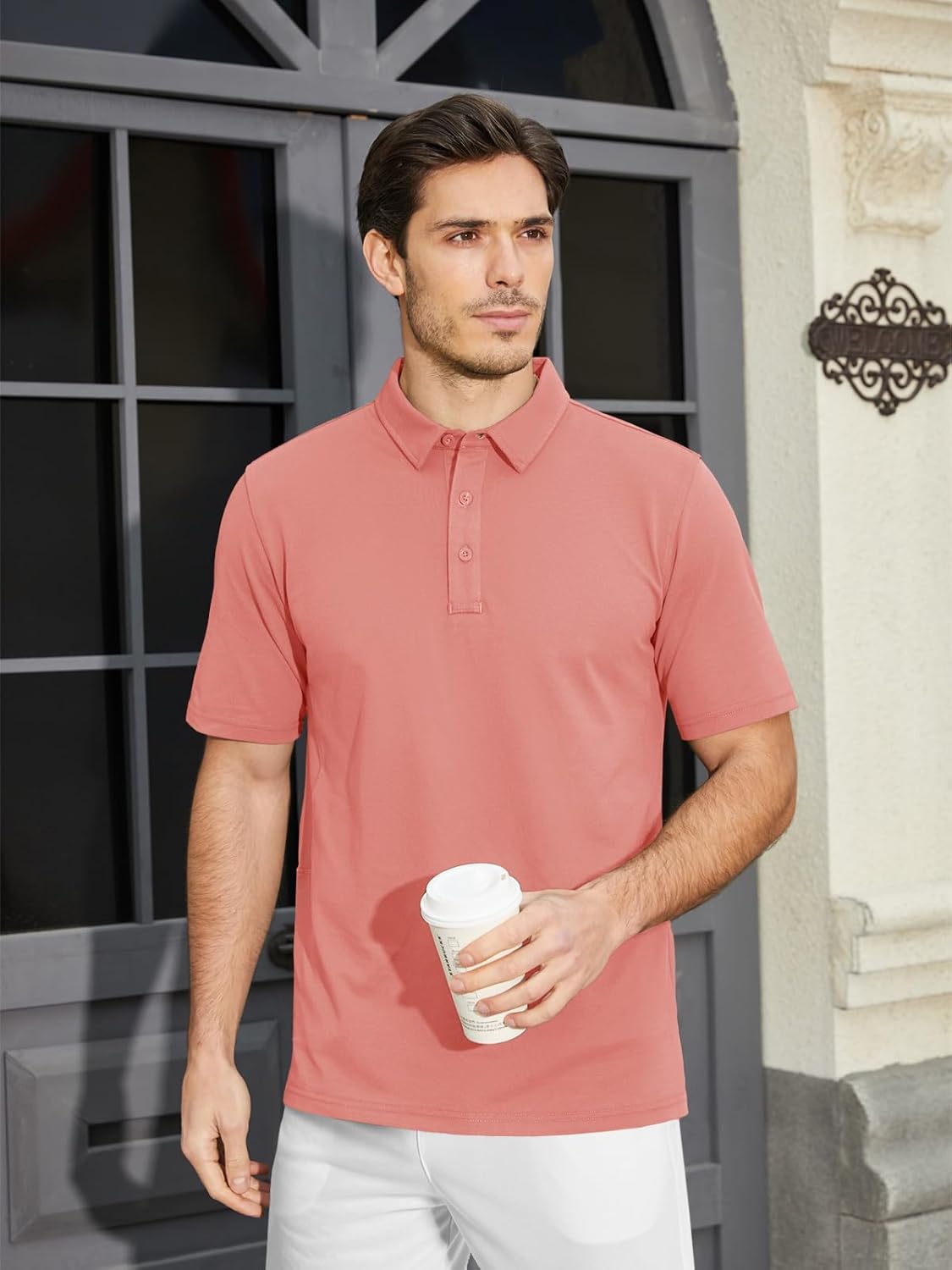 MAGCOMSEN Men's Polo Shirts Short Sleeve Cotton Pique Golf Shirt Casual Collared Shirt Lightweight Work Shirts with 3 Buttons - Image 2