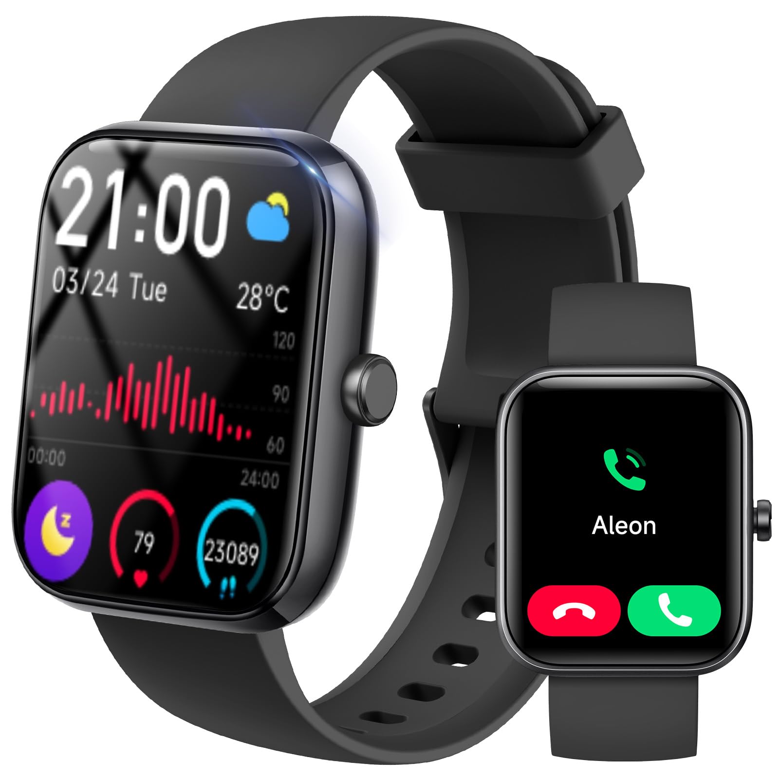 Smartwatch Donna Uomo con Chiamate Bluetooth, 1.83'' Orologio Impermeabile IP68, 110+ Modalità Sportive, Monitoraggio Frequenza Cardiaca SpO2 Sonno, Notifiche WhatsApp, Compatibile con Android iOS BK