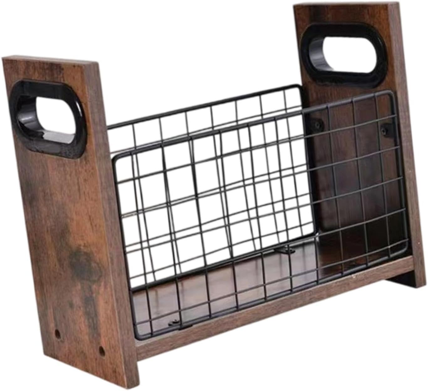Magazine Storage Rack Wooden Standing Shelf for Comics Newspapers Bedside