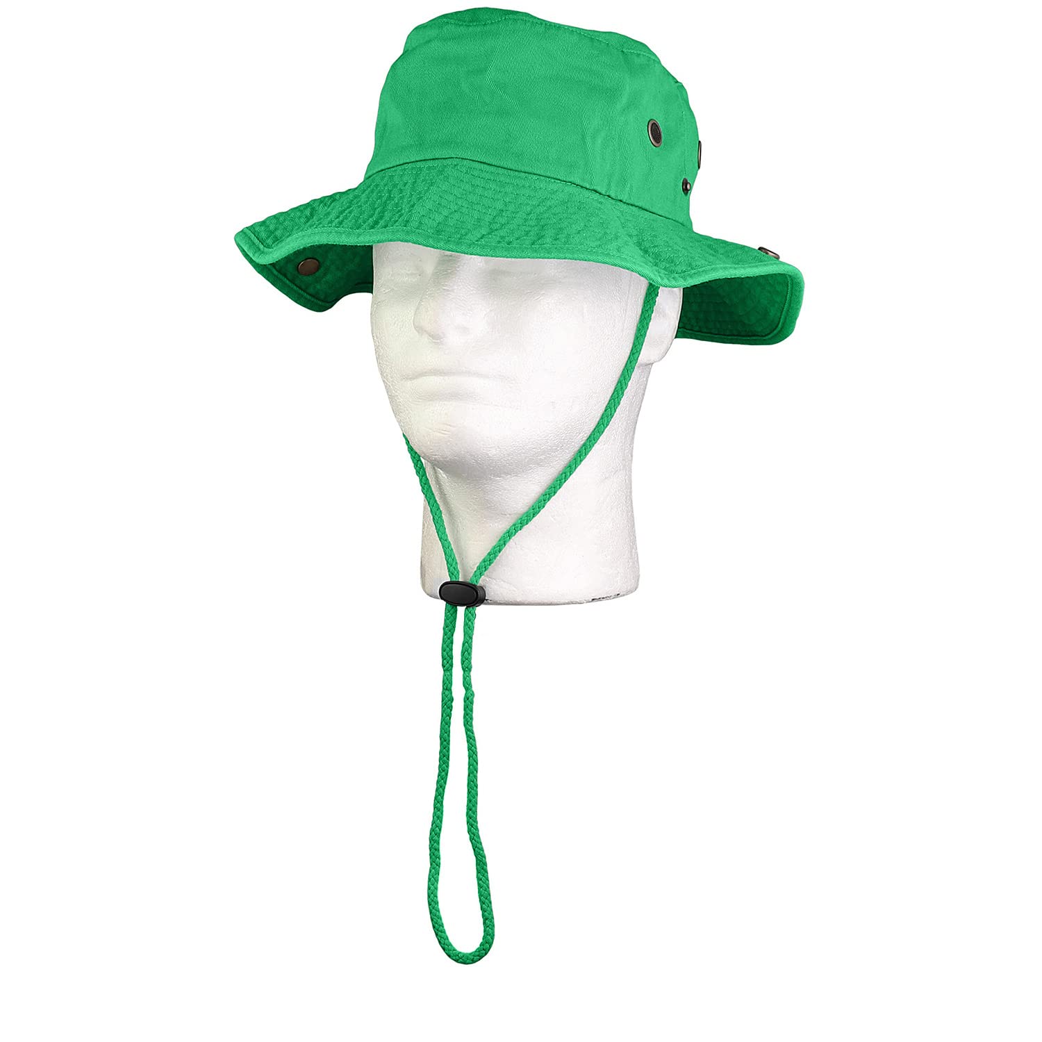 Sombrero de ala ancha para senderismo, pesca, safari, boonie, 100% algodón, protección solar UV para hombres y mujeres, actividades al aire libre, Verde Kelly, S/M