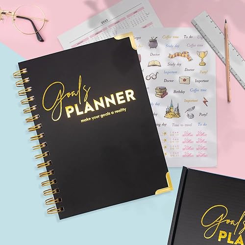 Miniatura 7 de Planificador de objetivos en espiral, bloc de notas de gestión del tiempo diario de tapa dura, cuaderno personal de tareas pendientes con pestañas,