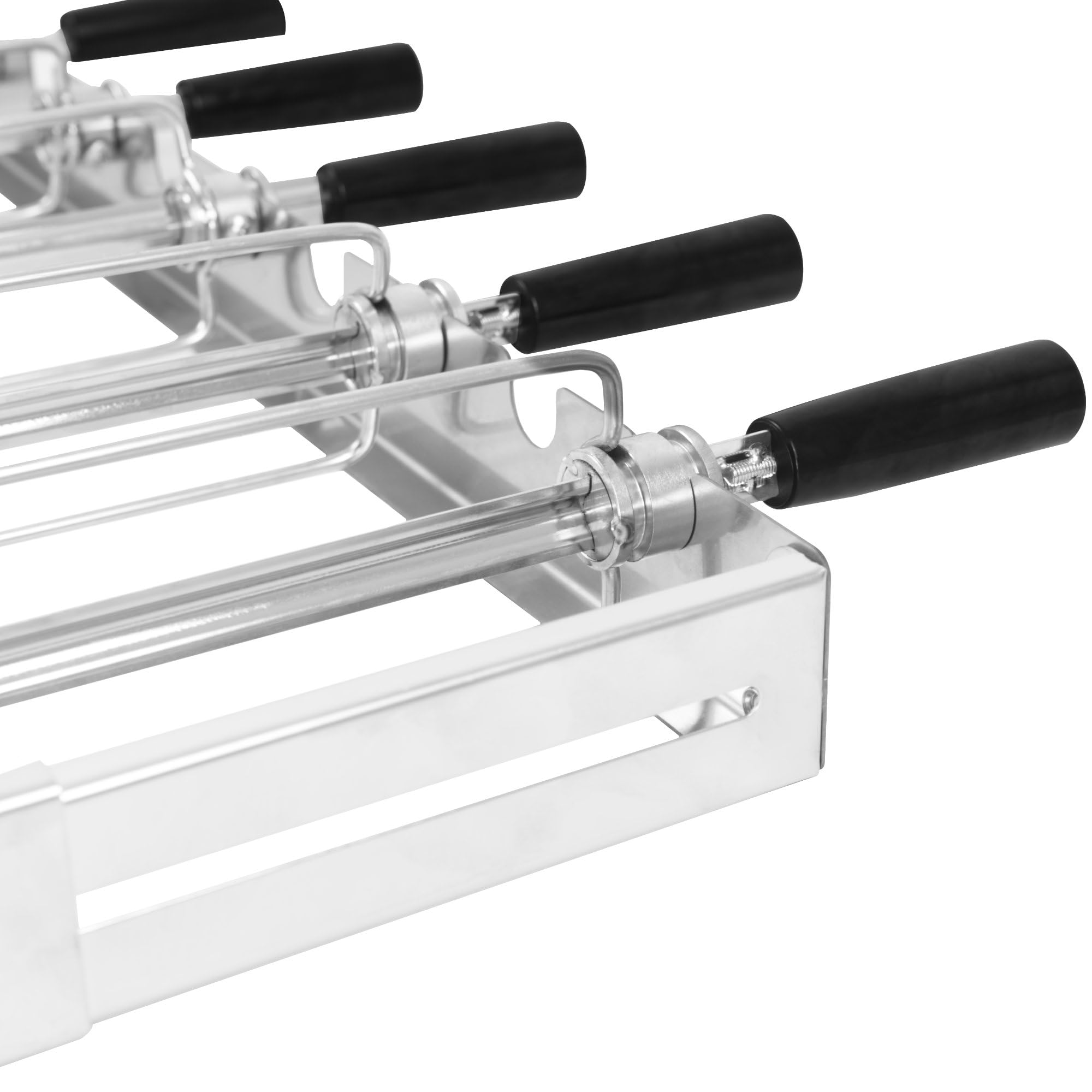 BBQ-Toro Girarrosto elettrico in acciaio inox, con 6 spiedini e motore, misura regolabile (larghezza x profondità) 70 x 26-40 cm, con spina di alimentazione e USB, per barbecue Mangal