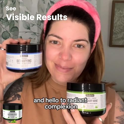 Miniatura 5 de Máscara de barro del mar muerto de menta y romero  Máscara de arcilla hidratante batida con bentonita y arcilla de caolín, minimizador suave de