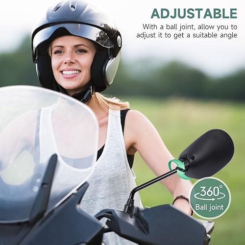 Miniatura 4 de Espejos universales para motocicleta, espejos negros de ATV de 0.394 in para manillar con soporte de 7/8 pulgadas compatible con Honda Yamaha