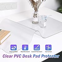 Vista 2 de JanJunDec 12x12 Inch Large Clear Writing Desk Pad, Waterproof PVC Soft Table Cover Protector, Transparent Plastic Desk Blotter Mat Pad for Writing