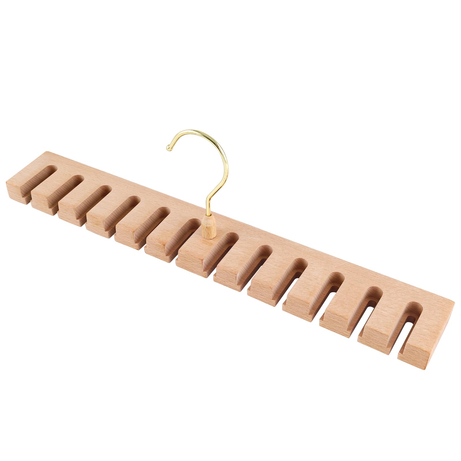 Porte-ceintures Bois 10 Places - Cintre Rotatif 360° Pour Ceintures Et Cravates
