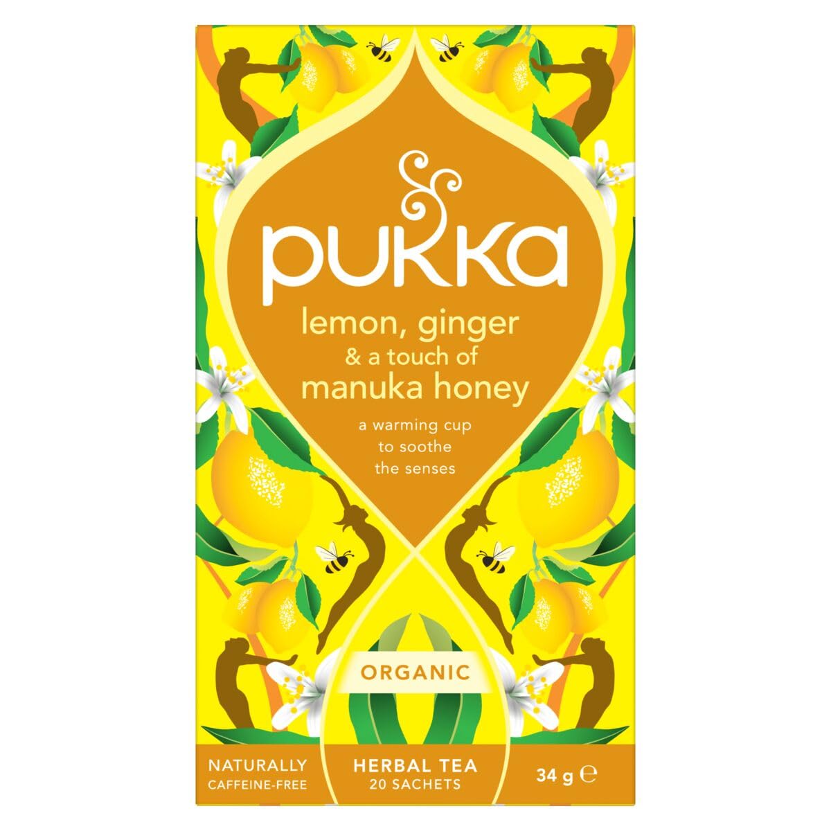 Pukka HerbsOrganic Lemon, Ginger & Manuka Honey Herbal Tea | Immune Boosting Infusion Selection | With Turmeric | Ideal For Daily Support | 20 Teabags