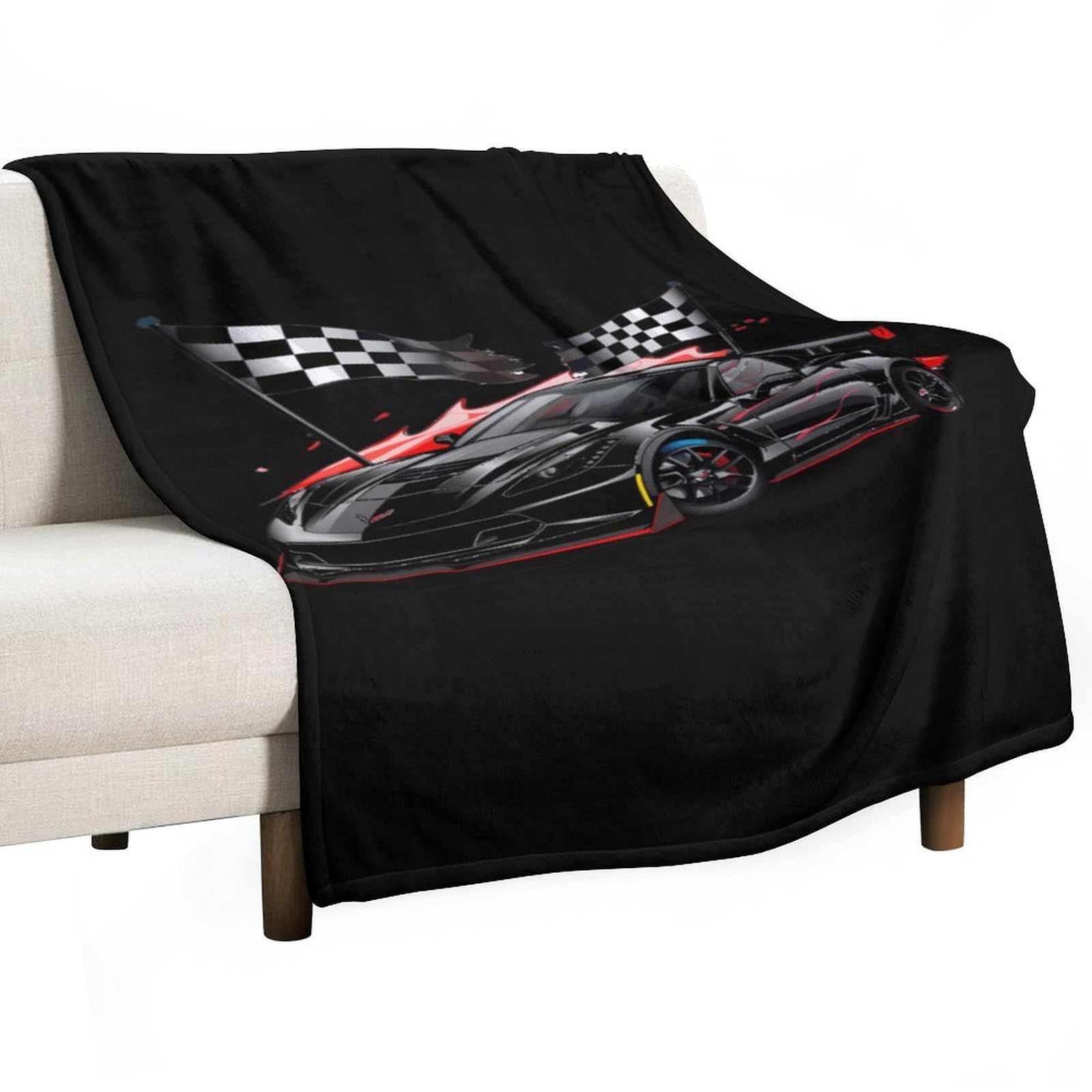 CGSBNGHA Car Racing Automobile Sport Racer Checkered Flag Flannel Fleece Blanket Lightweight Soft Throw Blankets for Sofa Couch Bed Chair
