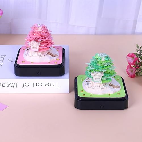 Miniatura 6 de Calendario 3D 2026  Calendario de escritorio con luces, calendario de 2026 piezas de tiempo 3D, bloc de notas de papel, arte de árbol, creativo, 3D,