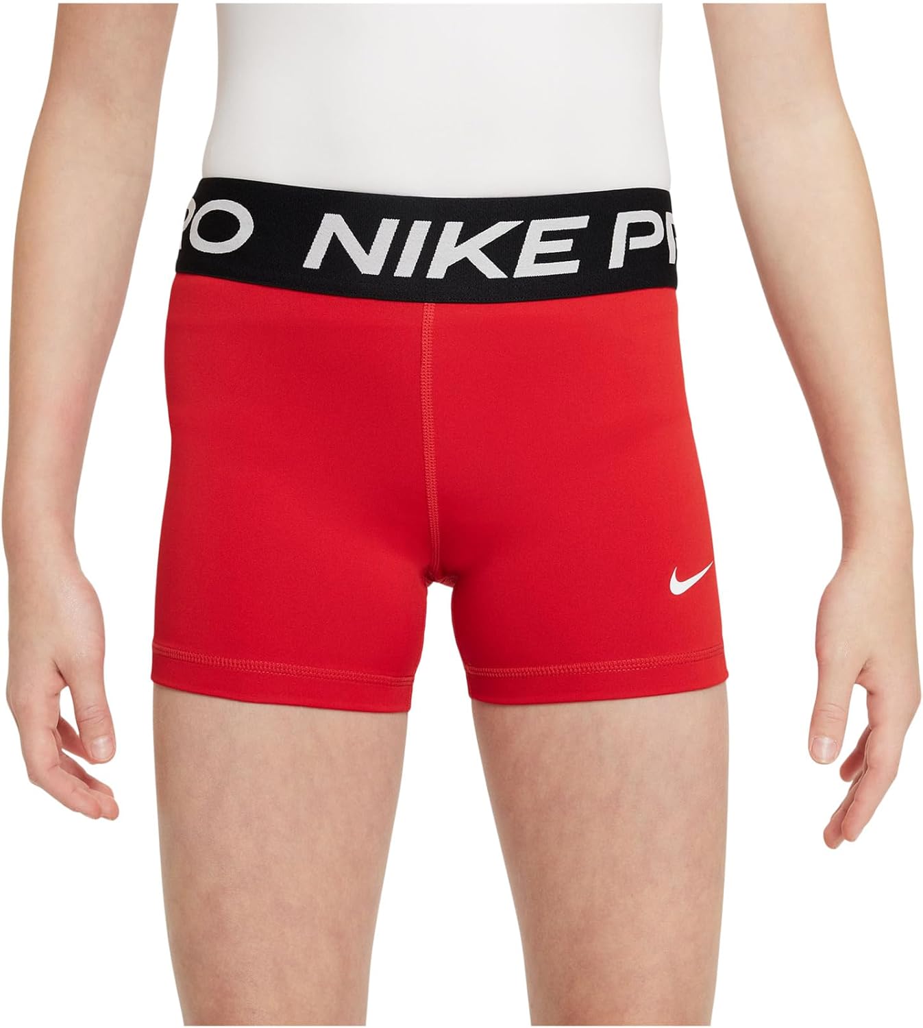 Nike Girls Pro Shorts (Little Kid/Big Kid) University Red/White M Big Kid