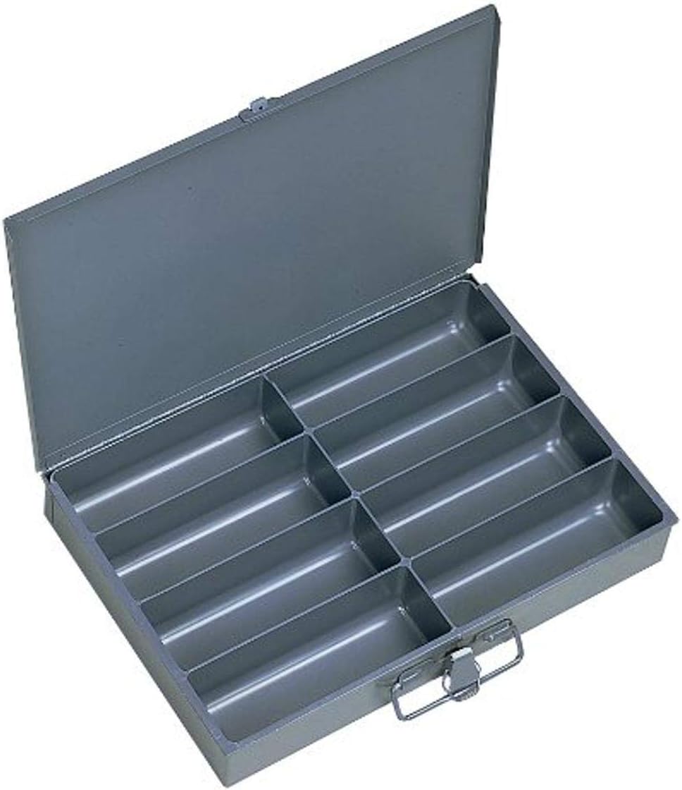 Durham 213-95-IND Gray Cold Rolled Steel Individual Small Scoop Box, 13-3/8" Width x 2" Height x 9-1/4" Depth, 8 Compartment