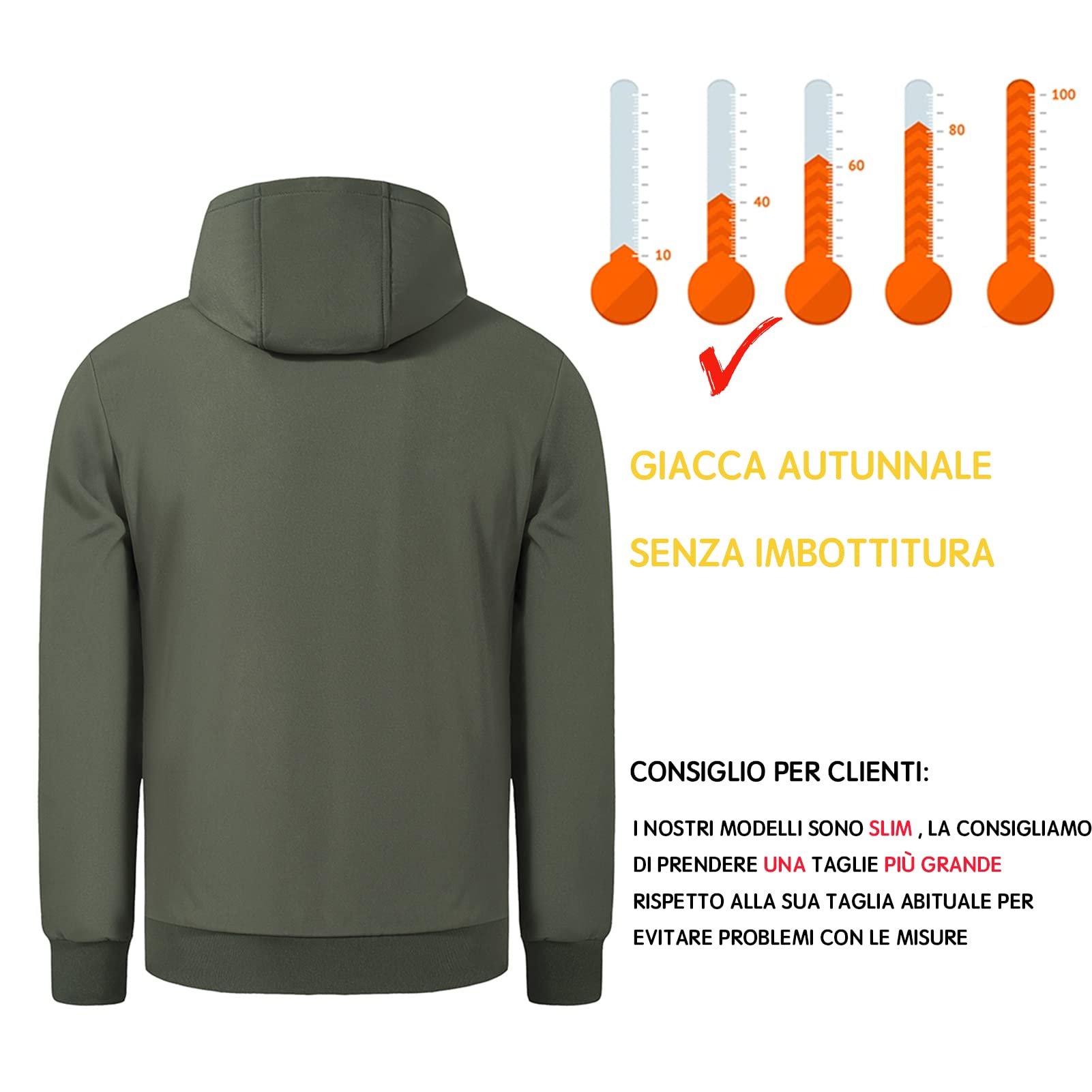 TONY BACKER Giacca Jacket Uomo In Softshell Impermeabile Antivento con Cappuccio Giubbotto Caldo Per Trekking Casual 6860