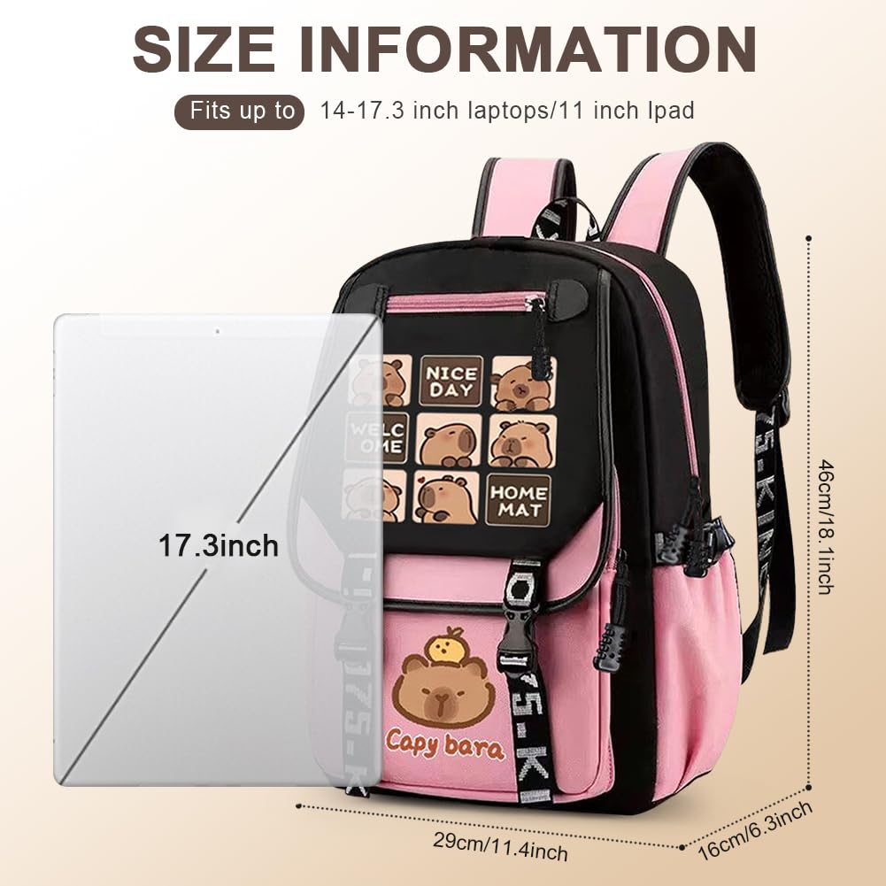 Capybara Zaino per Bambini, Zainetti per Bambini la Scuolas, Zain Zainetto Casual Leggero Elementare Borsa Zaino Viaggio Grande Capacità per Bambino Zainetto Scuola Viaggi
